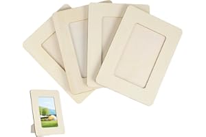 20 Pcs Wooden Picture Frames for Kids DIY Crafts, Unfinished Wood Photo Frame for Painting, Children's Art Projects Activity,