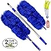 Temples Pride Microfiber Hand Duster with Extendable High Reach Extension Pole | Washable Feather Alternative for Ceiling, Fans, Cobweb Remover, Blinds, Limited Time Plus Size Bonus Pack Offer