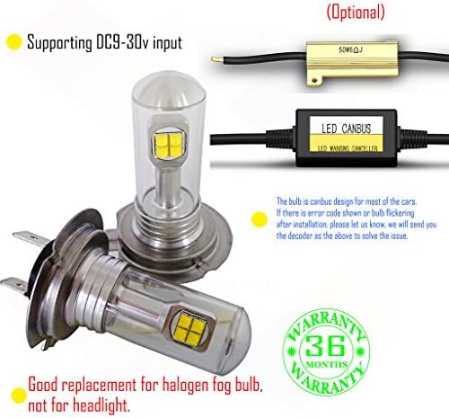 Wiseshine H7 main beam bulbs red cree led fog light bulb diamond vision DC9-30v 3 years quality assurance (pack of 2) H7 8 led high power red