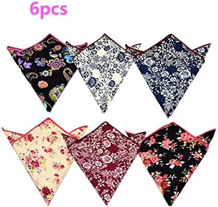 LACS Men's Chic Floral Cotton Pocket Squares Suits Hankies
