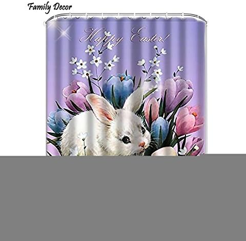 FMSHPON Happy Easter Rabbit Waterproof Polyester Bathroom Shower Curtain Size  60 x 72 Inches