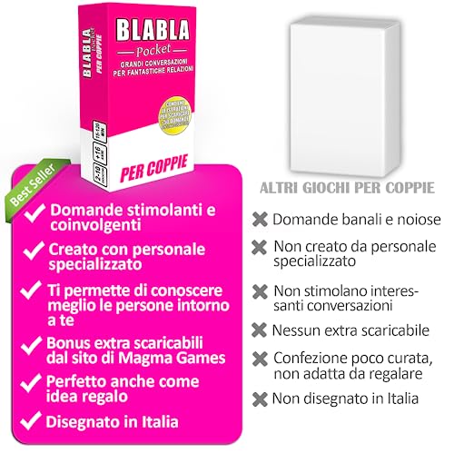 BLABLA Pocket for Couples | Board Games for Adults and Teenagers – Couple Game – Conversation Cards for Meeting Each Other – Gift Ideas for Men and Women, Valentine's Day, Anniversary, Birthday