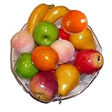 Artificial Red & Green Apples, Oranges, Bananas, Pears, and Peaches - Set of 14 Fruits