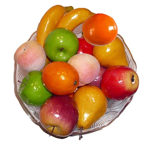 Artificial Red & Green Apples, Oranges, Bananas, Pears, and Peaches - Set of 14 Fruits