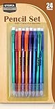 Pack of 24 Art Frenzy Premium Multi Color Shimmery Pencils - Bold Fine Point - Retractable and Refillable Mechanical Pencils - Assorted Colors - by Utopia Homes