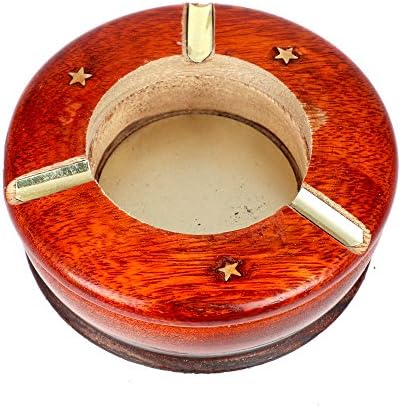 Craft Trade Handmade Brown Wooden Ash Tray for Office and Home