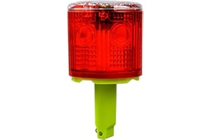 Aolyty Solar Strobe Warning Light 360 Degree Single Column Super Bright Waterproof IP48 for Construction Traffic Dock Marine Light Control Flashing (Red)