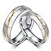 Stainless Steel Couple Ring Two Tone CZ Cubic Zirconia Promise Engagement Wedding Band,
