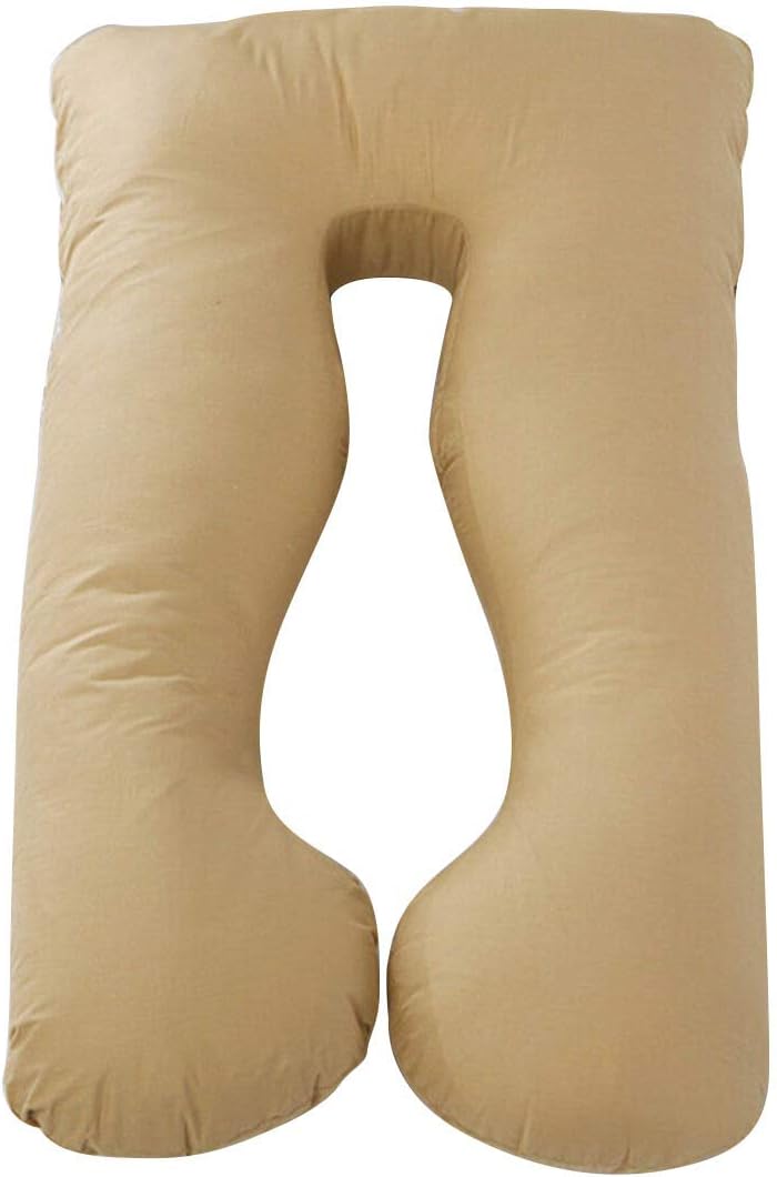 PetHot 12Ft Maternity Pregnancy Pillow U Shape Full Body Back Bolster Support With Free Pillowcase Camel