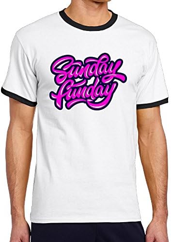 Xianliuli Sunday Funday Men's Fashion Casual Contrast Color T-shirt XXL Black