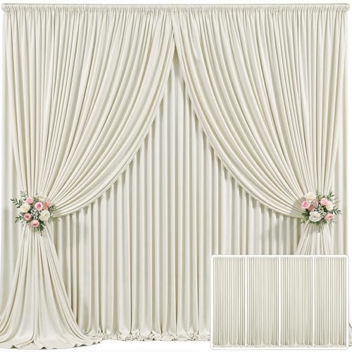 4 Paneele, beige Hintergrundvorhang für Hochzeitsfeiern, faltenfrei, beige Fotovorhänge, Hintergrundvorhänge, Stoffdekoration für Babyparty, Fotoshoot