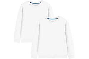 Shouldin 2-Pack Kids and Toddlers' Crewneck Sweatshirts Medium Weight Solid Long Sleeve Pullover Tops for Boys and Girls