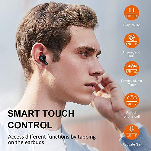 Wireless Earbuds, Bluetooth Headphones 5.0 with Noise Cancellation, HiFi Stereo Sound Bluetooth Earphones, 30H Playtime, Touch Control, IP7 Waterproof Wireless Earphones for iPhone and Android
