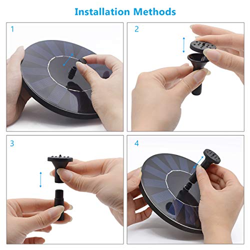SOARAISE Solar Bird Bath Fountain Pump, 1.4W Free Standing Powered Water Pumps Panel Kit Outdoor Birdbath for Garden, Pond, Pool