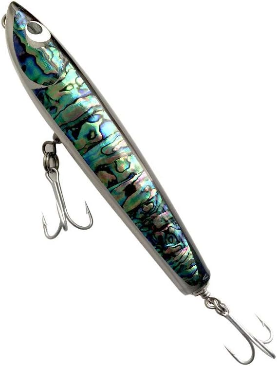 Otomin Fishing Plugs Topwater Pencil Abalone Shell Stick Big Baits GT Popper with Treble Hooks Wooden Tuna Trolling Floating Lure Boat Surface Fishing Artificial Bait Saltwater 140g