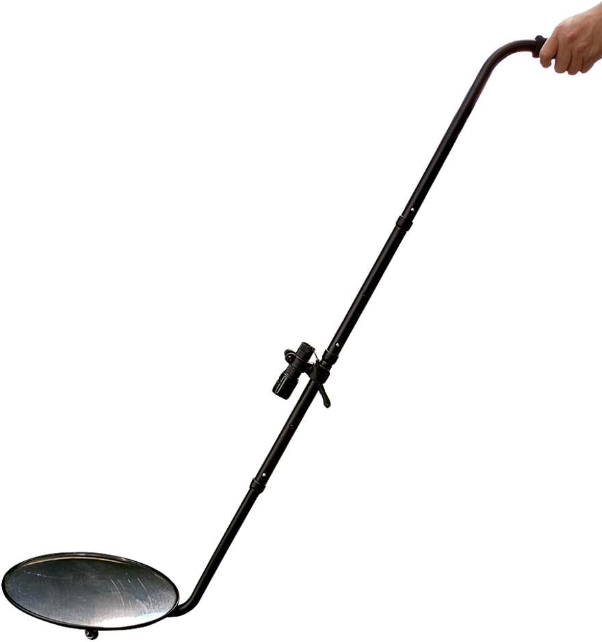 Under Vehicle Inspection Mirror - 12-Inch Diameter Security Mirror with Wheels and LED Light by Globalcaremarket