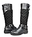DREAM PAIRS INTRUDER Women's Winter Quilted Zipper Buckles Accent Riding Knee High Boots