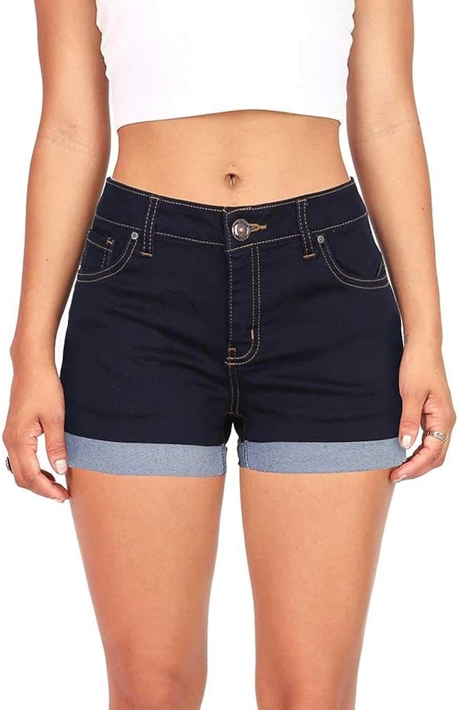 Wax Women's Juniors Mid-Rise Denim Shorts