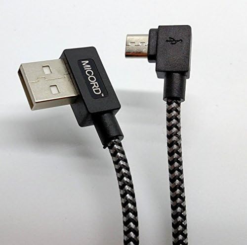 90 Degree USB 2.0 to 90 Degree Micro USB connector for Charging and Data Tranfer to Android phones and tablets. braided cable and connectors. 1 meter (3.23 feet) . (Black and White)