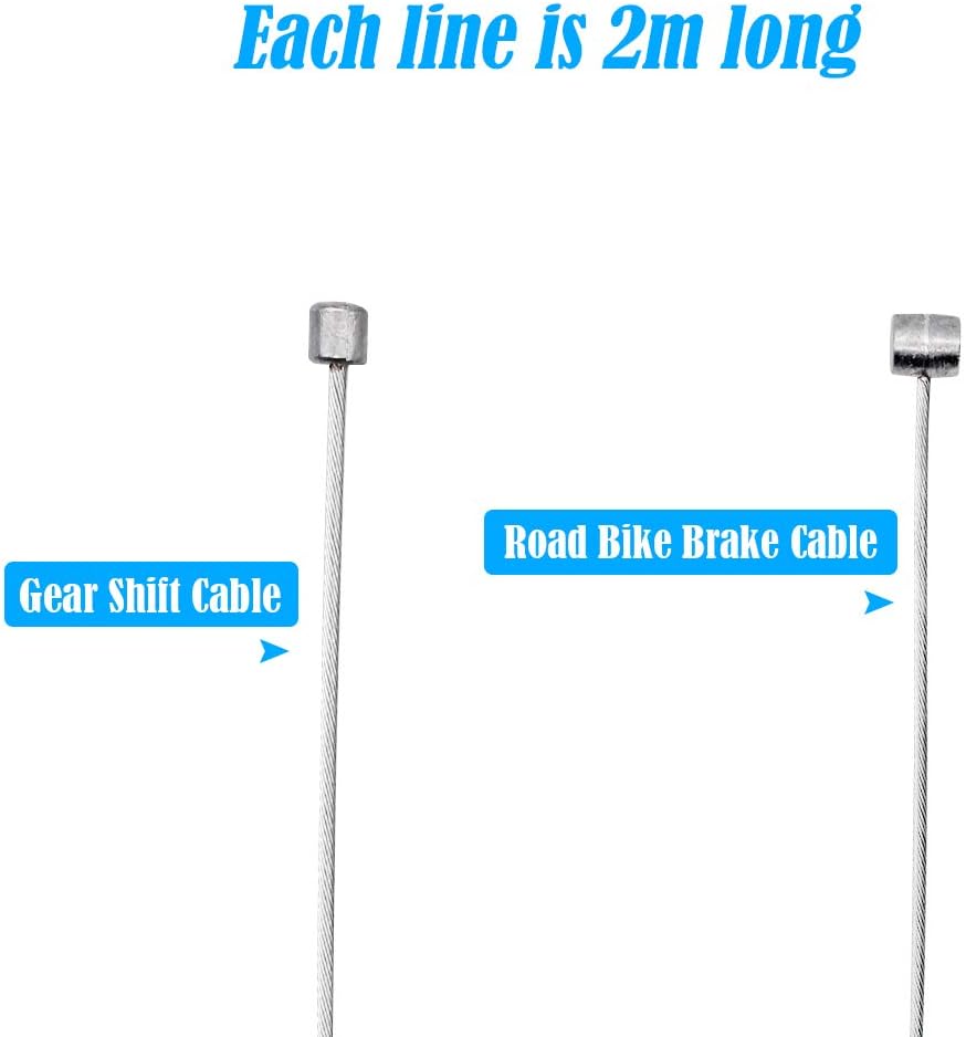 JustYit 1 Set 2M Bicycle Brake Cable Mountain Bike Brake Cable Bike Gear Shift Cable with Cable End Crimps Caps and Donuts Ideal for Mountain Road Bike Universal Bicycle - Image 3
