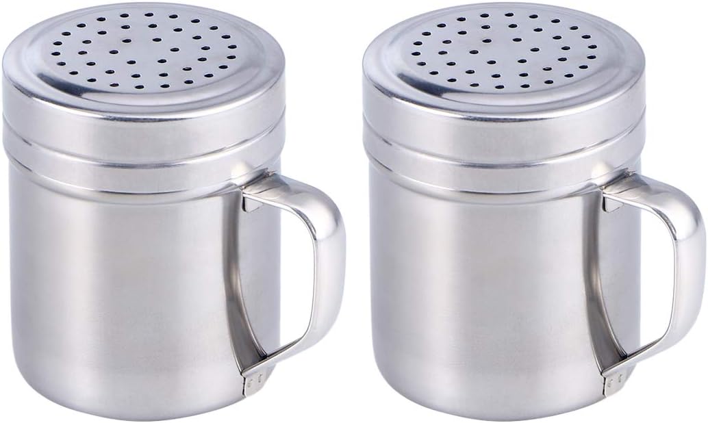 BESTONZON 2PCS Stainless Steel Versatile Dredge Shaker Spice Salt Sugar