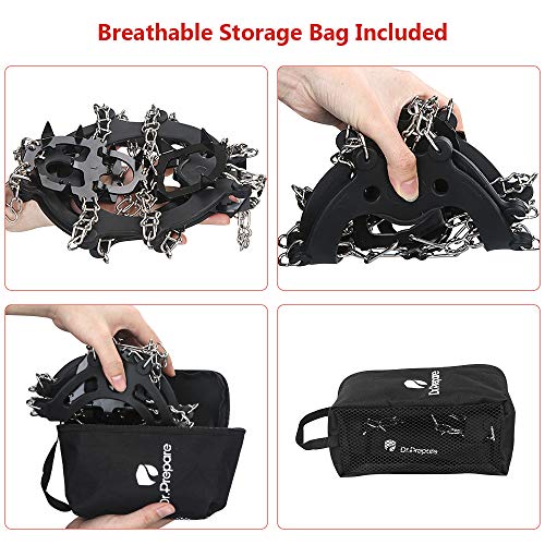 Dr. Prepare Ice Cleats, Ice Grippers & Crampons, Traction Cleats for Women Men Kids, Ice Spikes Snow Cleats Snow Grips for Shoes Boots, Ice Grips Microspikes for Hiking, Walking, Mud