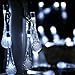 Icicle Solar String Lights Outdoor,19.2 Ft 8 Modes 30 Water Drop LED, Christmas Lights for Garden Decorations, Fence, Patio, Xmas, Wedding, Party and Holiday (2 Pack, Cool White)