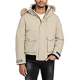 GUESS mens Filip Short Softshell Hooded Jacket With Fur