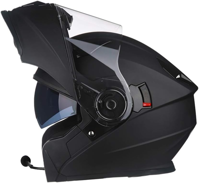 Men'S Full Face Motorcycle Helmet With Bluetooth,Antifogging Double Lens motorbike Helmet,Flip Up Safety Cap For Four Seasons 55-65cm
