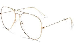 Dollger Aviator Clear Lens Glasses Non-prescription Eyeglasses Metal Frame for Women Men (3025 gold)