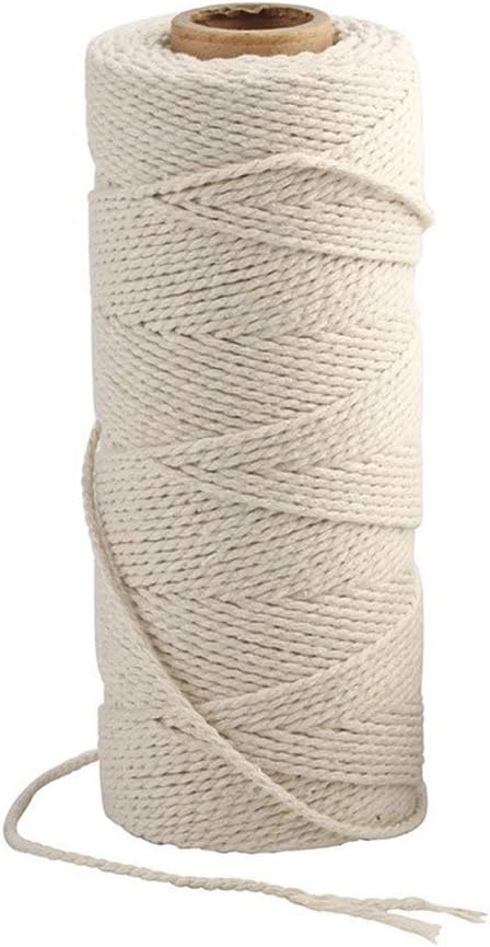 SSINI 2/3/4/5 mm Kitchen Rope, Cotton Twine, Food Safe Cooking String Perfect for Trussing and Tying Poultry Meat Making Sausage DIY Crafts and Decoration(01)