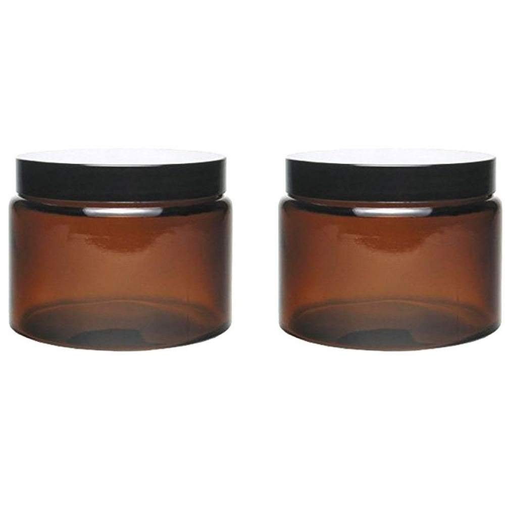 mikken 2 Glass Jars 500 ml Ointment Jars/Cream Jars Made of Brown Glass with Labels