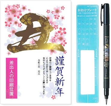 Amazon 枚 お年玉付き 筆ペン付き 年賀はがき 年賀状印刷 21年 差出人印刷込み デザイン Pp B03 ポストカード 絵柄付はがき 文房具 オフィス用品