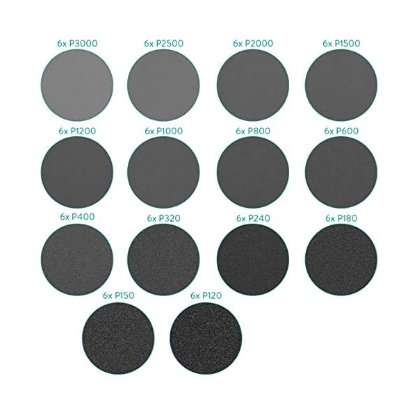 Navaris 84x Hand Schleifpapier Set nass und trocken - 120-3000 KÃ¶rnung - 93x230mm - wasserfest - Nassschleifpapier Schleifpapier Holz Metall Keramik Stein - Sand Paper – Bild 4