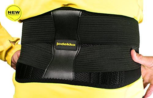 JODEKKO Premium Lumbar Support Belt Breathable Adjustable for Lower Back Pain Relief – Double Pull Brace for Back Injuries Sciatica or Herniated Disc (Black) (XXXL)