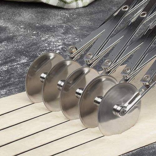 Wheel Pastry Cutter Stainless Steel Cookie Dough Cutter Kitchen Baking Tools for brownies cookies pizza (5 Rounds) - Thumbnail 3
