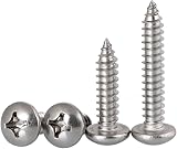 FandWay 304 Stainless Steel M5 Self Tapping Screws 100Pcs Wood Pan Head Phillips view 9