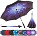 Repel Reverse Folding Inverted Umbrella with 2 Layered Teflon Canopy with Reinforced Fiberglass Ribs (Starry Night)