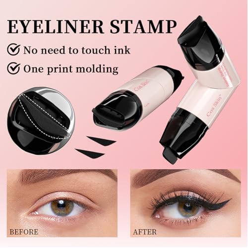 Eyeliner Stamp Set of 2 Foldable Gel Eyeliner Stamp for Perfect Wings Waterproof and Smudge Resistant (Black + Brown)