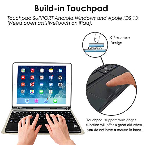 iPad Keyboard Case for iPad 2018 (6th Gen) - iPad 2017 (5th Gen) - iPad Pro 9.7 - iPad Air 2 -Eoso iPad Cover with Keyboard Built-in Touchpad & Pencil Holder(9.7", Black)