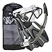 U.S. Divers Cozumel Seabreeze Adult Snorkeling Combo Set with Adjustable Mask, Snorkel, Medium/Large Fins (8-9.5), and Travel Bag, Gray Set Cozumel DX Dark Black ML