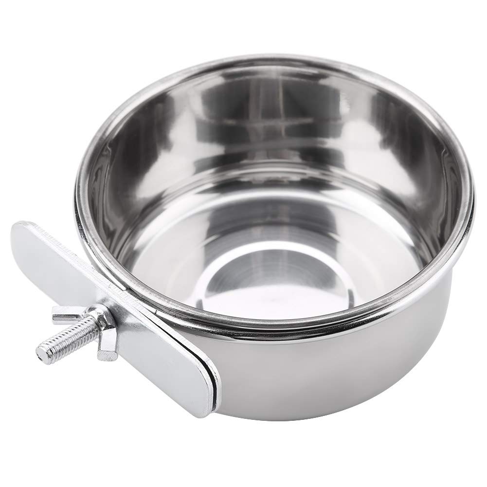 Bird Parrot Feeding Cups, Stainless Steel Parrot Food Water Bowls Parrot Cage Feeding Dish Parrot Food Hanging Cups for Cockatiel Conure Budgies Parakeet Parrot with Clamp Holder(M)