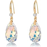 Austrian Crystal Teardrop Dangle Drop Earrings for Women 14K Gold Plated Hook Earring Hypoallergenic Jewelry Gifts for Women Girls