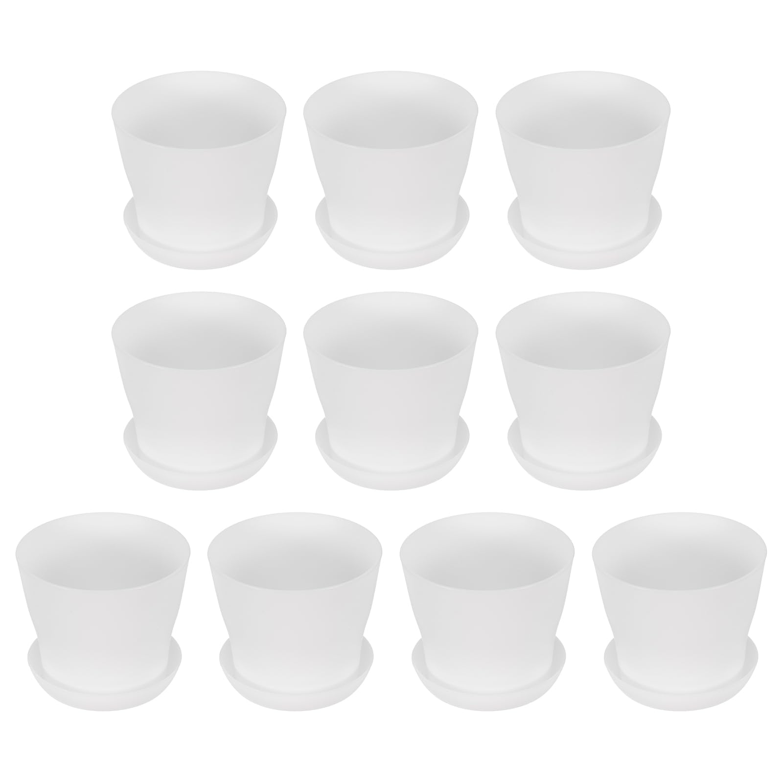 PATIKIL 4 Inch/10cm Plastic Plant Pots, 10 Pack Flower Pot Small Planters with Drainage Holes and Tray for Home Decor Indoor Plants Succulent Herb, White