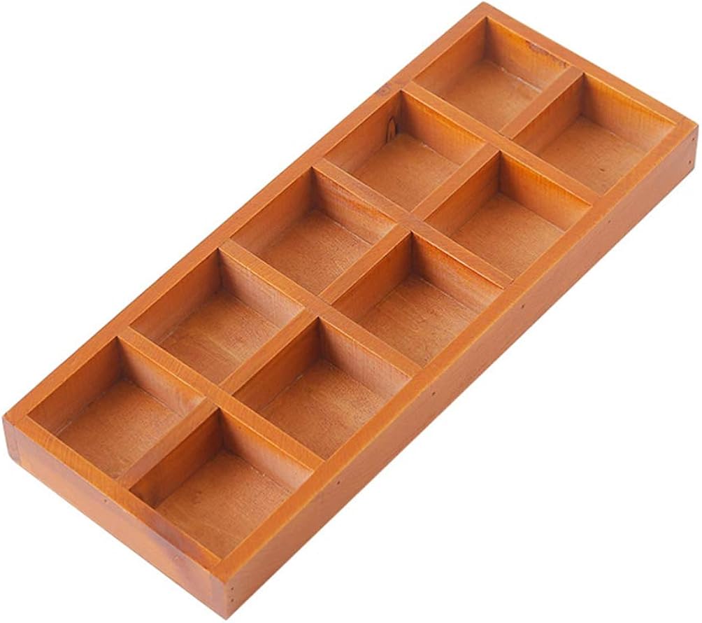 HEALLILY Caja de Almacenamiento de Madera con 10 Compartimentos