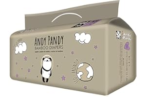 Andy Pandy Bamboo Disposable Diapers 710 lbs 24 kg, White, Newborn (5-10 Pound), 44 Count