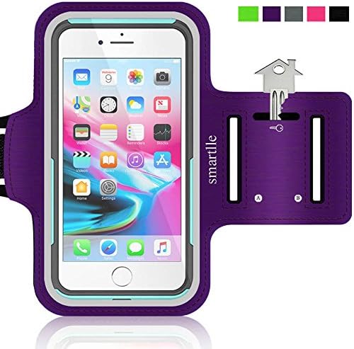 iPhone & Phone Armband Running Workout Holder for iPhone Xs Max, XR, 8 Plus,7 Plus,6s Plus, Samsung Galaxy S9+/ Note 9, LG, Pixel, Moto, Fitness Gym Gear for Sports, Exercise-Purple w/o Cable Locker