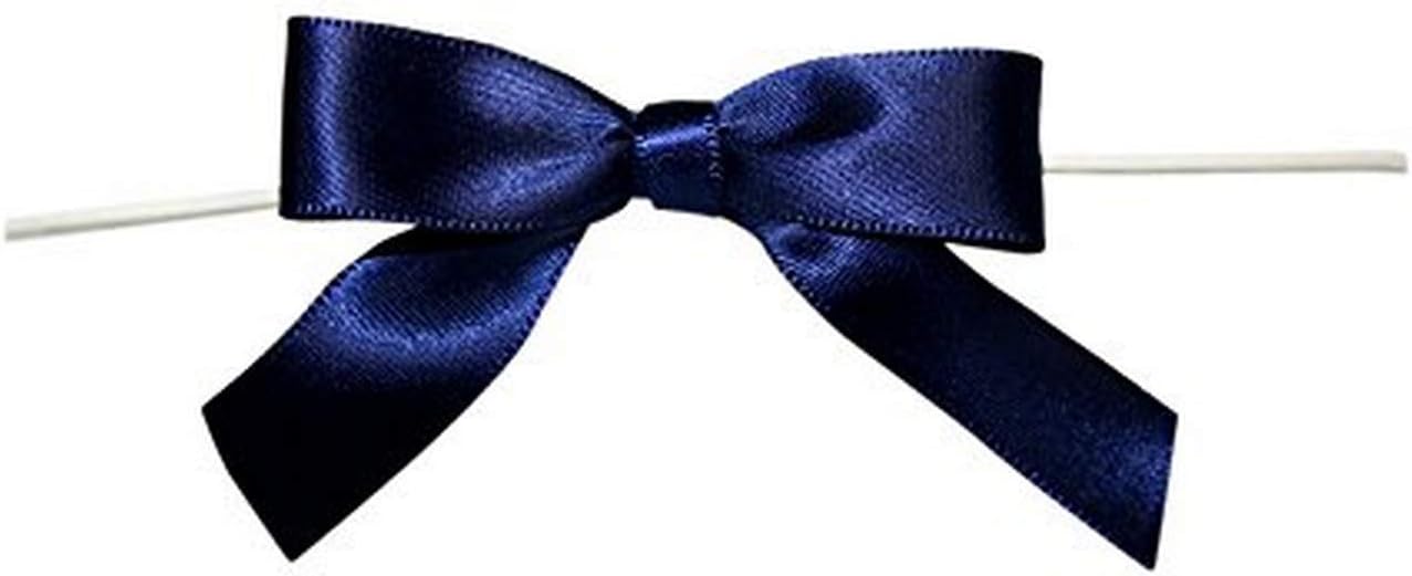 Reliant Ribbon 5171-05503-2X1 Satin Twist Tie Bows - Small Bows, 5/8 Inch X 100 Pieces, Navy
