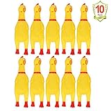 LEGEND SANDY 10 PCS Screaming Chicken, Rubber Chicken Noisemakers for Kids and Pets, Shrilling Shrieking Squawking Chicken Novelty for Gag Gift Party Favors, Rubber Chicken Squeaky Toy for Small Dogs
