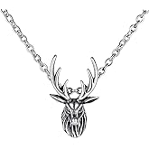 jonline24h Stainless Steel Mens Womens Deer Pendant Hip-Hop Punk Necklace